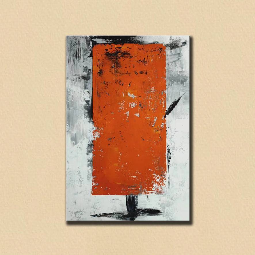 Contemporary Hand-painted Handmade Grey Abstract Canvas Artwork D759A